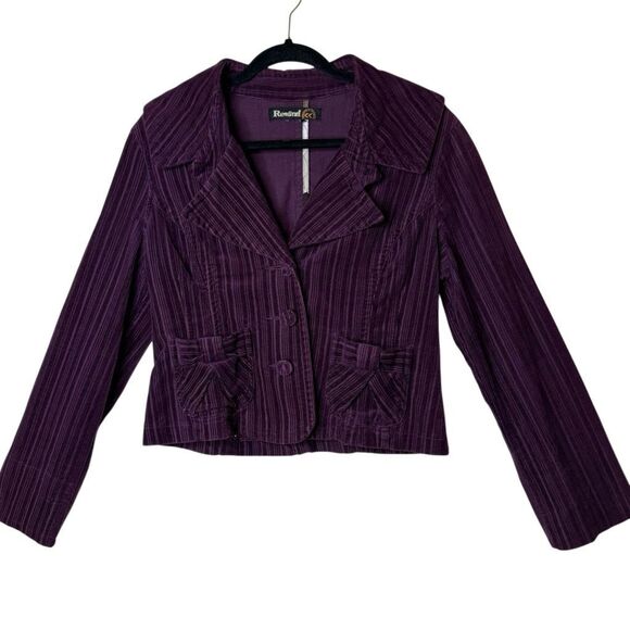 Vintage Rewind Burgundy Corduroy Wide Collar Jacket Sz 6 Y2K, Preppy, Casual - Picture 1 of 10